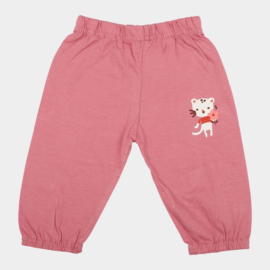 Infants' Pink Regular Fit Cartoon Printed Cotton Pyjama, Pink, large