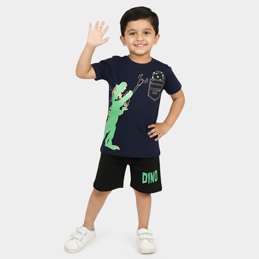 Boys Navy Blue 100% Cotton NA NA Baba Suit, Navy Blue, large