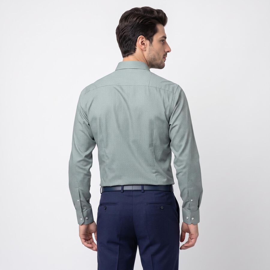 Men's Sage Green Spread Collar Formal Shirt, गहरा हरा, large