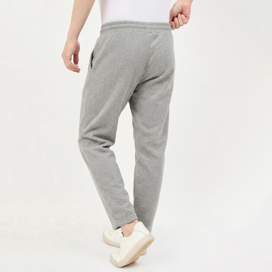 Men's Grey Slim Fit Printed Track Pants, Melange Light Grey, large