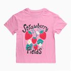 Girls Bright Pink Cotton Round Neck Casual T-Shirt, गुलाबी, small