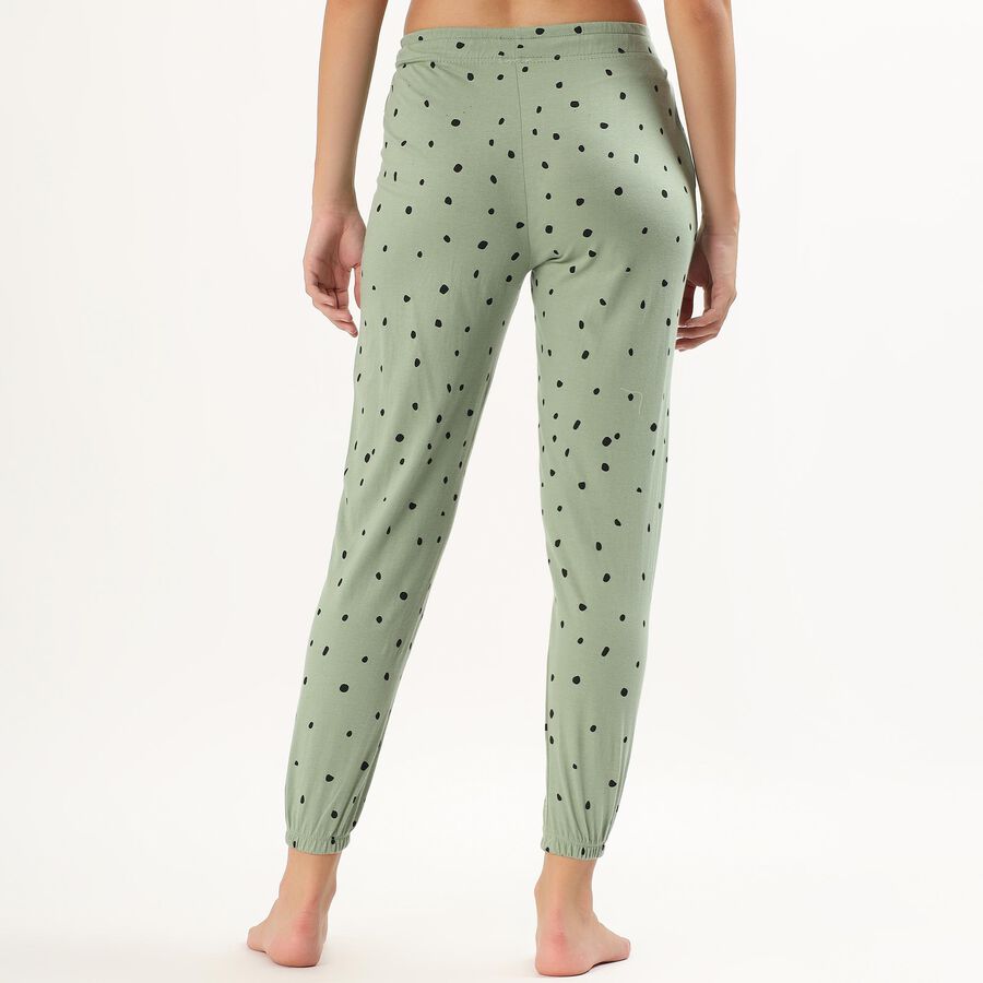 Women's Muted Sage Green Polka Dot Full-Length Cotton Pyjama, हल्का हरा, large image number null