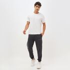 Men's Charcoal Black Regular Fit Side-Typography Track Pants, Dark Grey, small image number null
