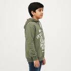 Boys Muted Olive Green Hooded Neck Casual Sweatshirt, ओलिव, small image number null