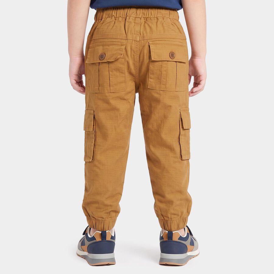 Boys' Tan Regular Fit Cargo Trousers, Khaki, large