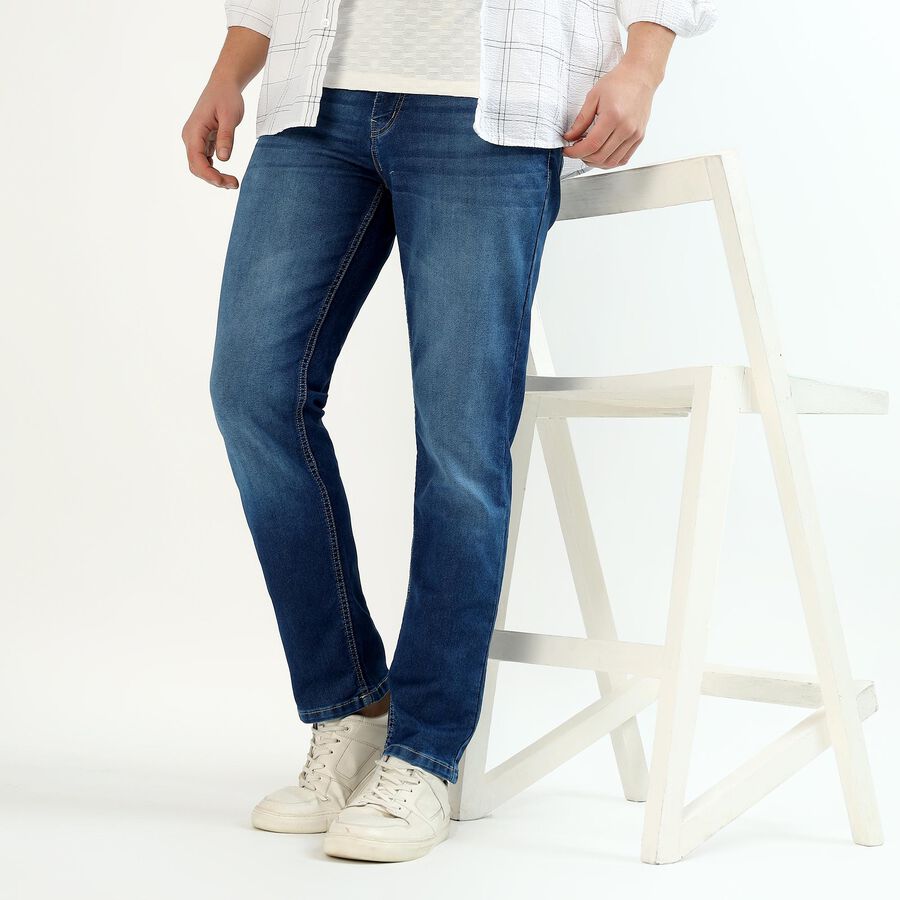 Men's Medium Wash Blue Slim Fit Jeans, Dark Blue, large image number null