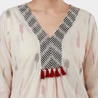 Women's White 100% Cotton Round Neck Straight Kurta, White, small