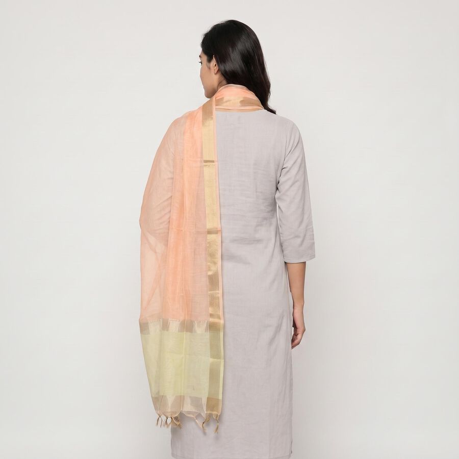 Women's Peach Solid Dupatta, पीच, large