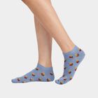 Women's Light Blue Regular Fit Floral Print Pack of 1 Socks, मध्यम नीला, small