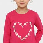Girls Fuchsia Round Neck Regular Top, रानी (फ्यूशिया), small