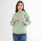 Women's Light Sage Green Hooded Neck Casual Sweatshirt, Light Green, small image number null