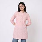 Women's Pink Mandarin Collar Floral Printed Kurta, Light Pink, small