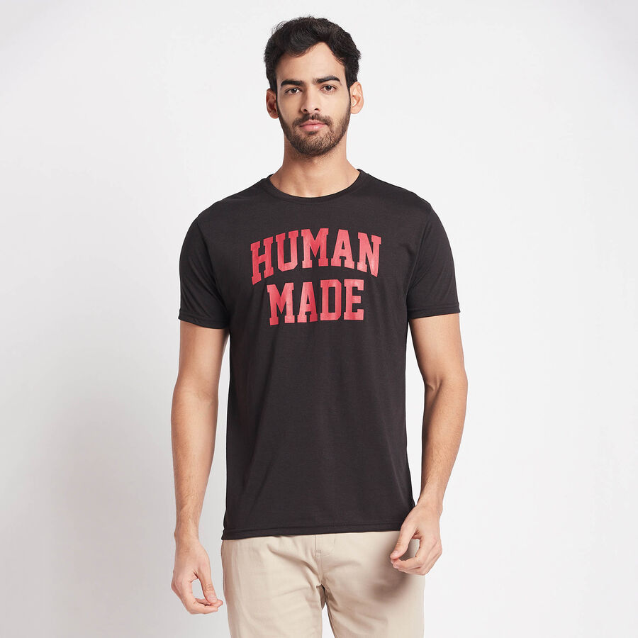 Round Neck T-Shirt, Black, large image number null