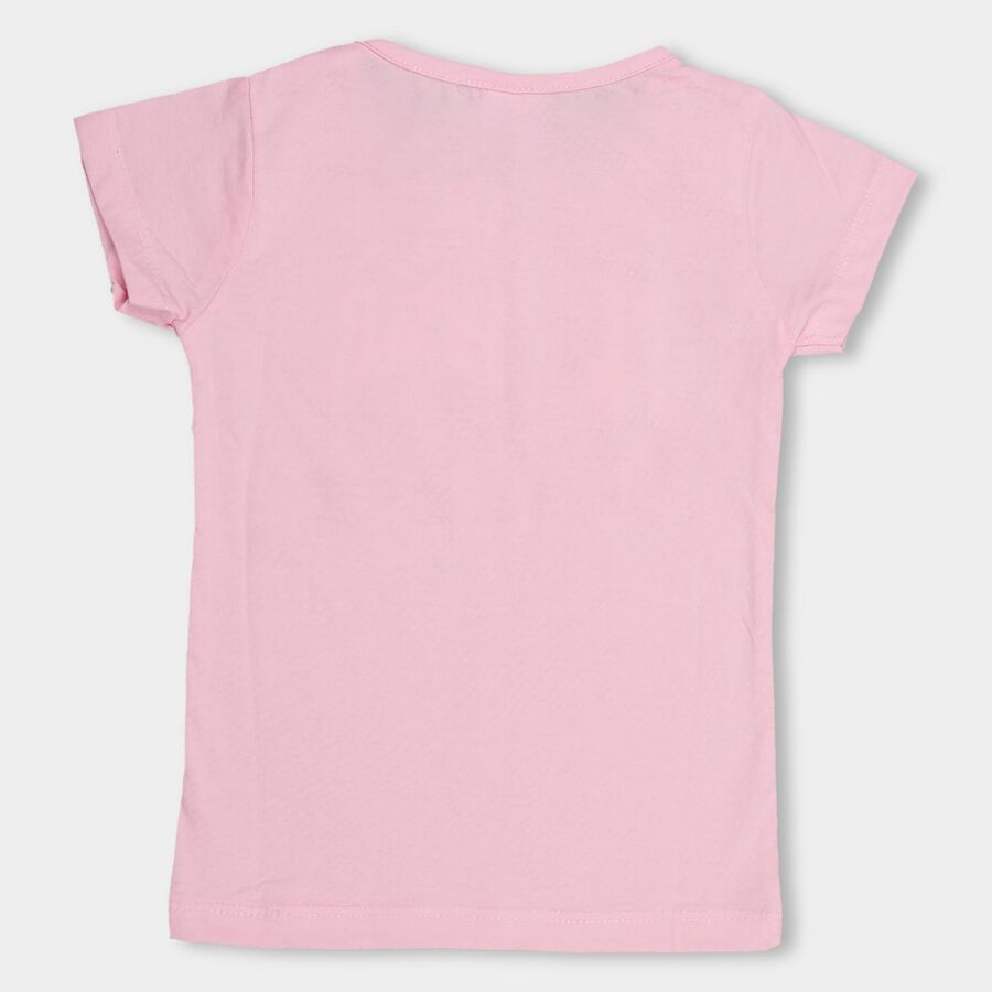 Girls' Light Pink Crew Neck Short Sleeve T-Shirt, Light Pink, large image number null