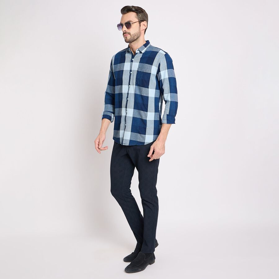 Men's 100% Cotton Casual Shirt, Navy Blue, large image number null