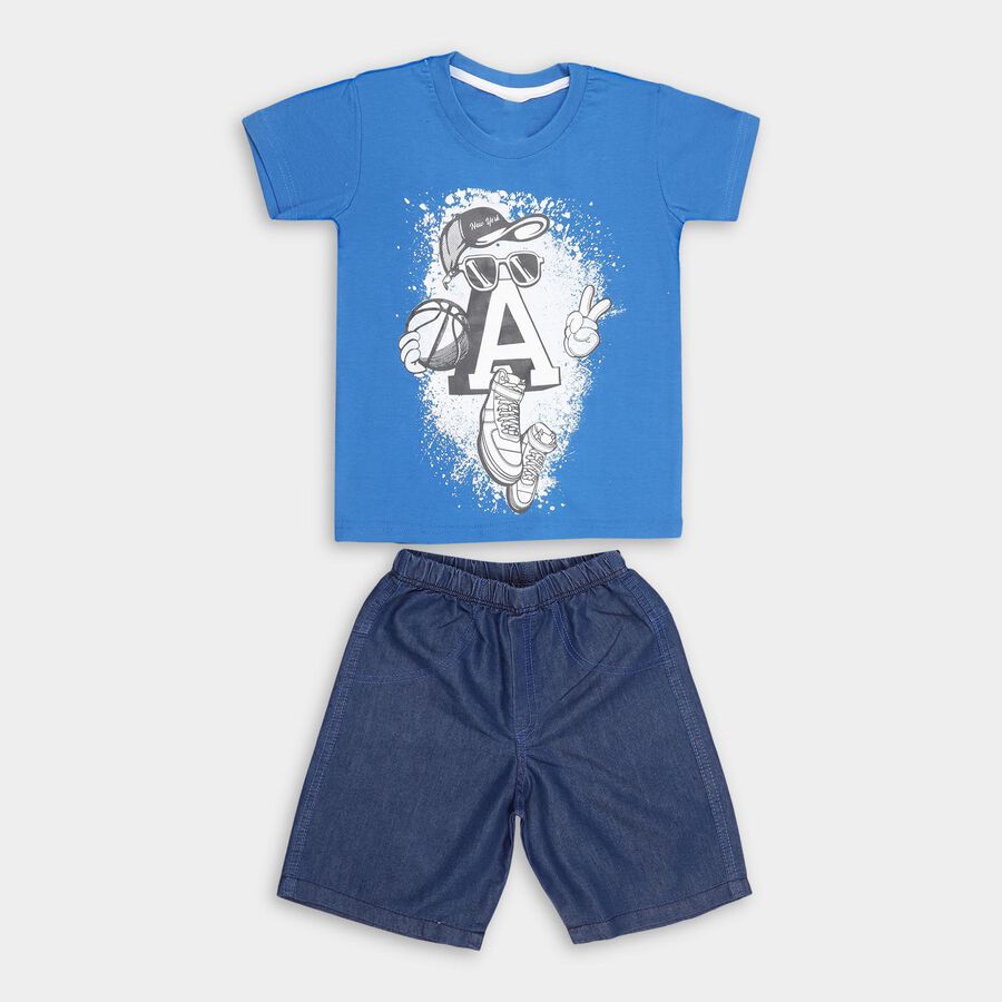 Boys' 100% Cotton Woven Baba Suit, Royal Blue, large image number null