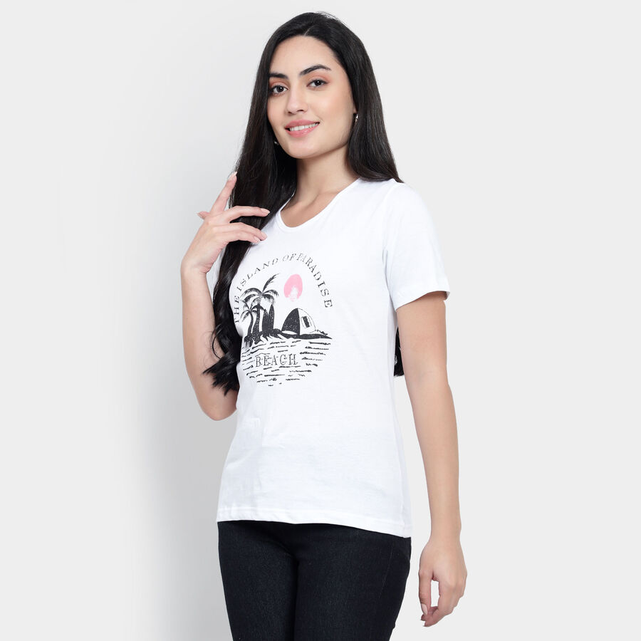 Round Neck T-Shirt, White, large image number null