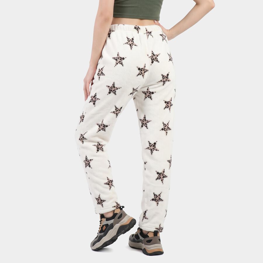 Women's Off White Jogger Fit Star Printed Pyjama, Off White, large