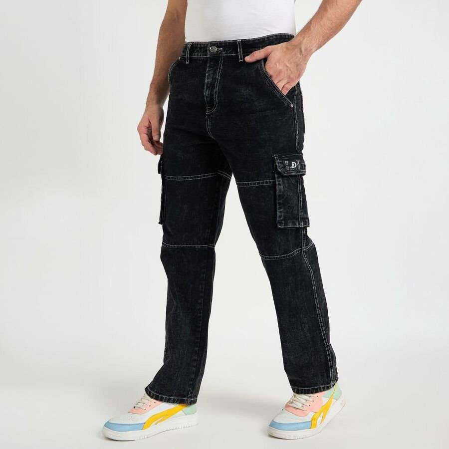 Men's 100% Cotton Skinny Jeans , Black, large image number null