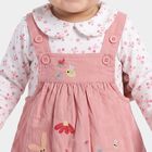 Infants' Pink Cotton Fit and Flare Embroidered Pinafore Frock, Light Pink, small