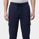 Men's Navy Blue Slim Fit Side-Striped Track Pants, Mid Blue, small