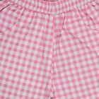 Girls' White Cotton Printed T-Shirt and Pink Gingham Shorts Set, White, small image number null