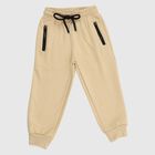 Boys' Soft Beige Elastic Waist Pyjama with Zippered Pockets, Beige, small image number null
