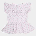 Girls' White Round Neck Casual Floral Printed T-Shirt, White, small