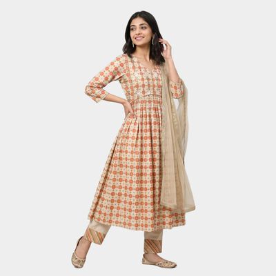 Women's Beige Solid Straight Kurta