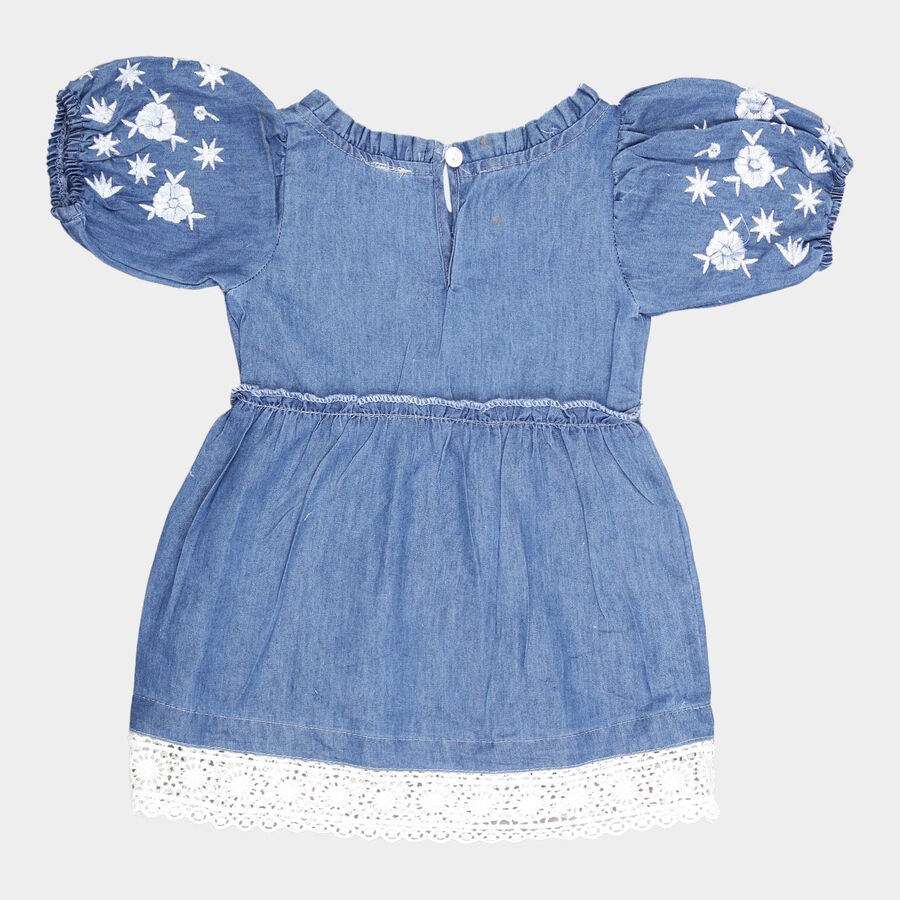 Infants Solid Frock, Mid Blue, large image number null