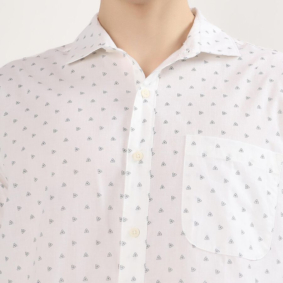 Men's Snow White Cotton Half Sleeve Classic Casual Shirt, White, large