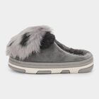 Kids Muted Charcoal Grey Fur Slip-On Winter Slippers, Grey, small image number null