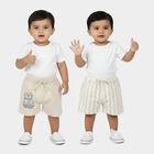 Infants Beige Cotton Half Pant, Beige, small