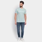 Men's 100% Cotton Round Neck Half Sleeves T-Shirt , Aqua, small