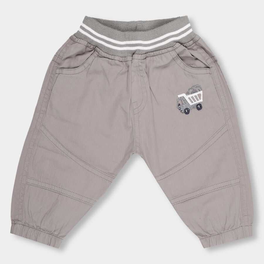 Infants' Light Taupe Rib Waist Trousers, Light Grey, large image number null