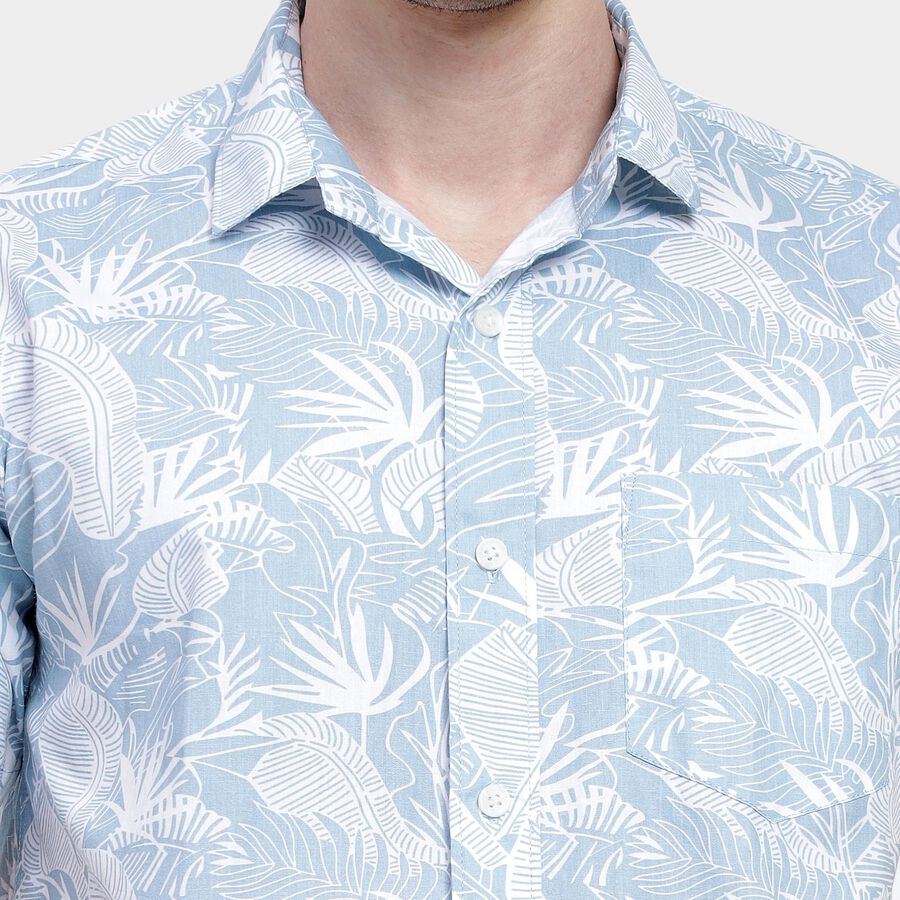 Men's Light Powder Blue Cotton Regular Collar Casual Shirt, Light Blue, large image number null