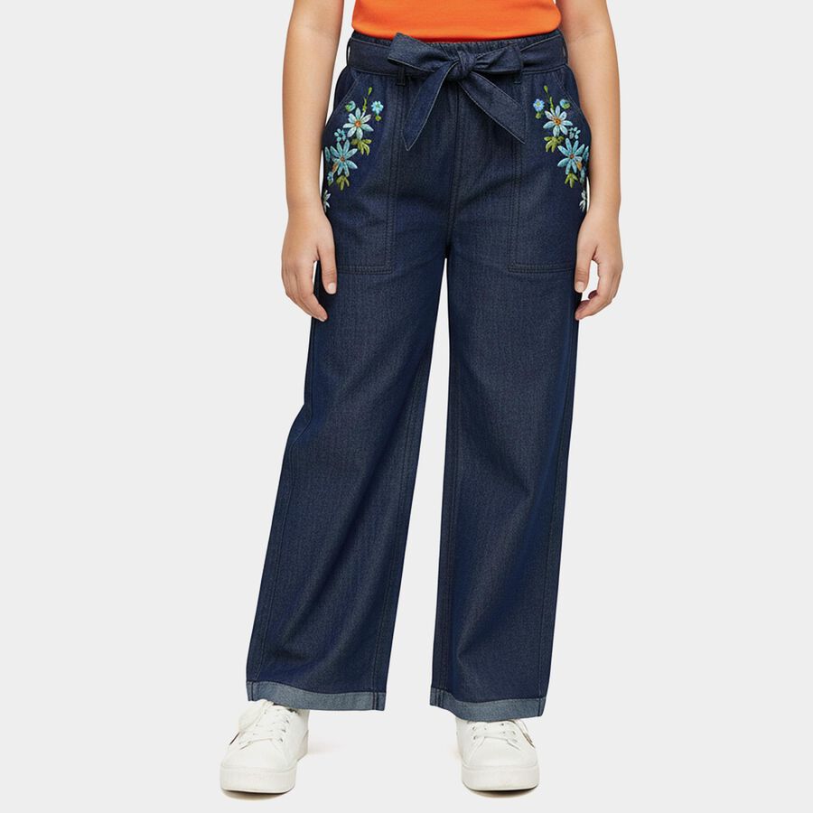 Girls' Jeans, मध्यम नीला, large