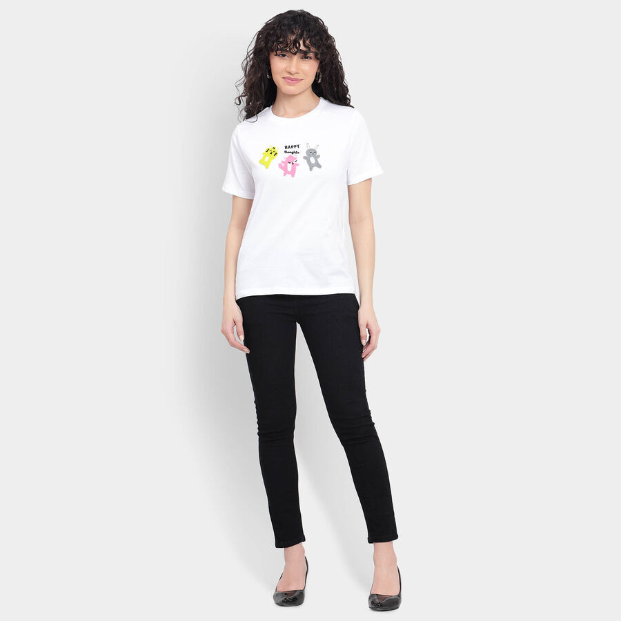 Cotton Round Neck T-Shirt, सफ़ेद, large image number null
