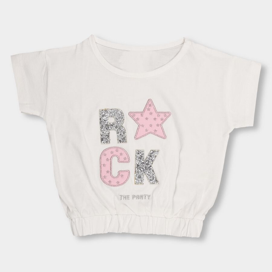 Girls' 100% Cotton T-Shirt, White, large