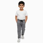 Boys' Muted Charcoal Grey Regular Fit Elastic Waist Jeans, हल्का ग्रे, small