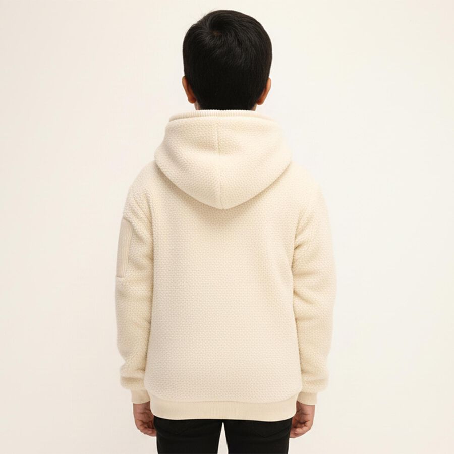 Boys Soft Beige Hooded Casual Sweatshirt, Beige, large image number null