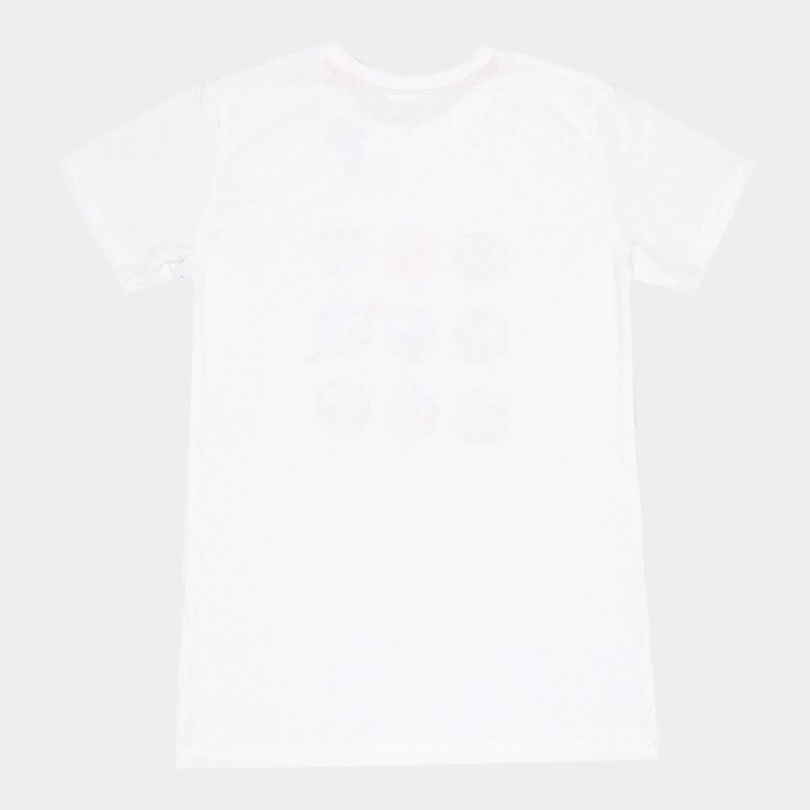 Boys Round Neck T-Shirt, सफ़ेद, large image number null