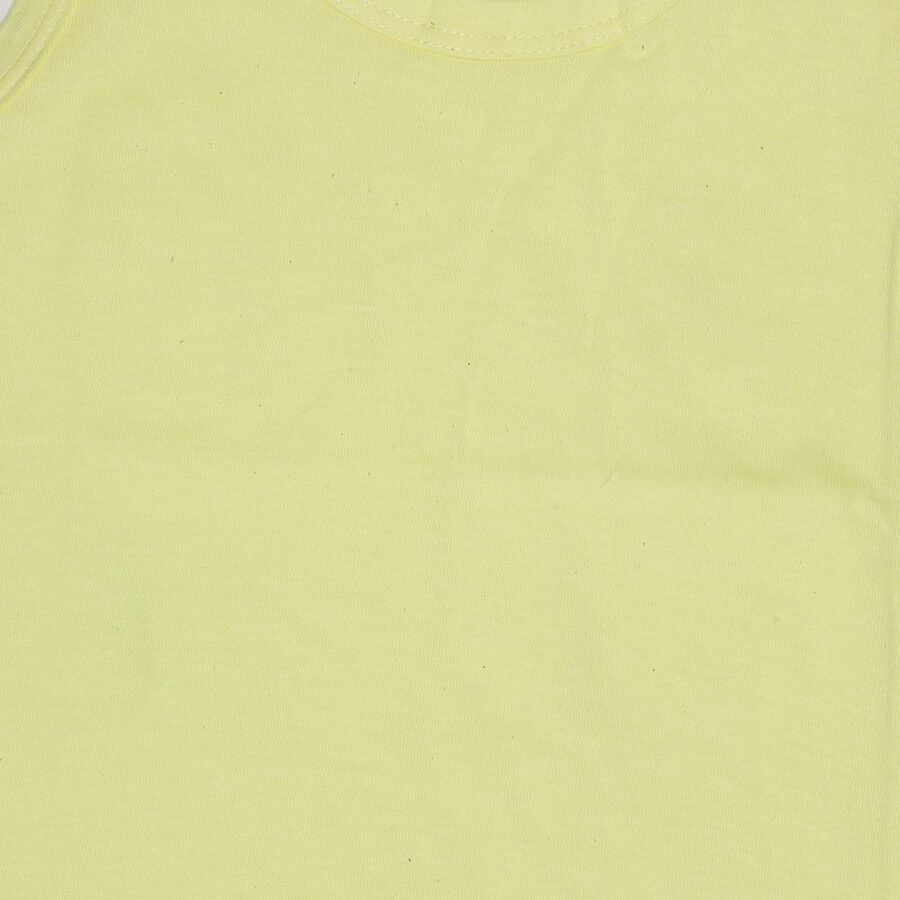 Boys' White and Yellow Cotton Round Neck Minimalist Vest, पीला, large