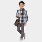Boys Mid Blue Cotton Collar Shirt, Mid Blue, small