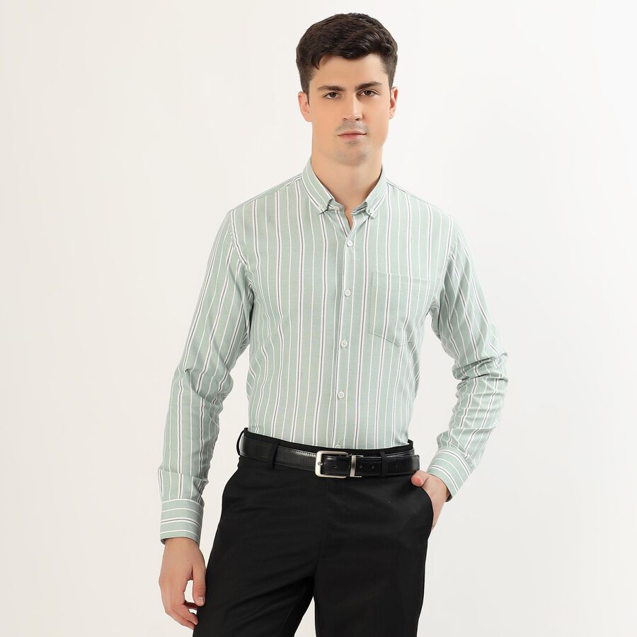 Men's Muted Sage Green Button Down Classic Formal Shirt, हल्का हरा, large image number null