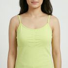 Women's Green Cotton Blend Sleeveless Minimalist Slip, हल्का हरा, small