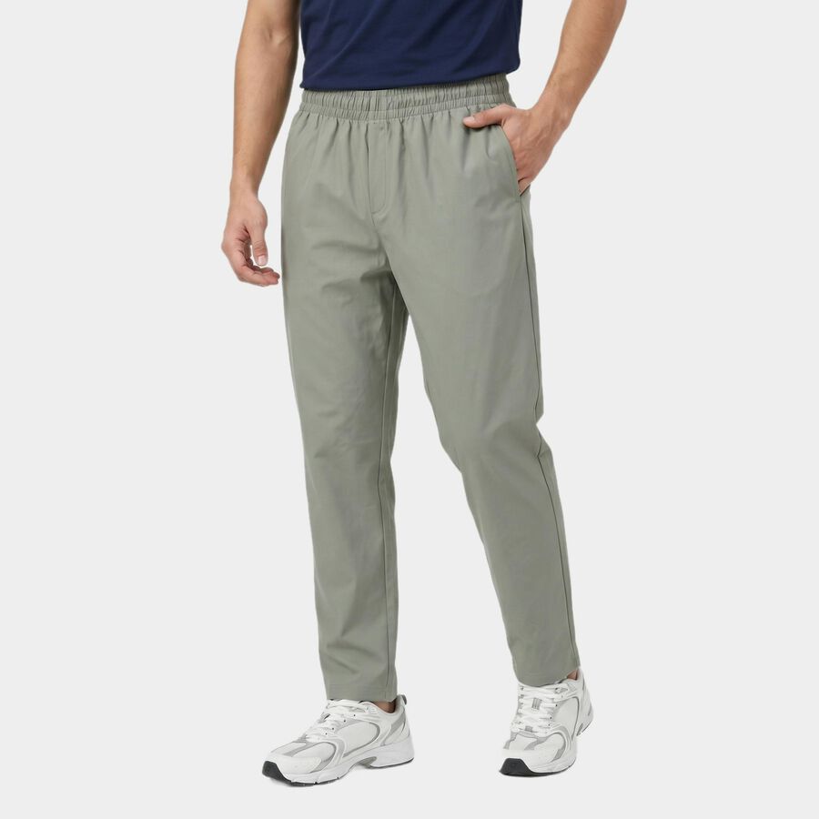Men's Grey Slim Fit Solid Track Pants, Light Grey, large