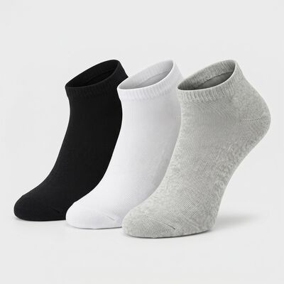 Men's Ankle Length Regular Fit Solid Pack of 3 Socks ( Black, Grey, White )