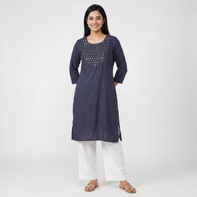 Women's Navy Blue Kurta