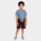 Boys' Maroon Regular Fit Printed Bermuda Shorts, Maroon, small